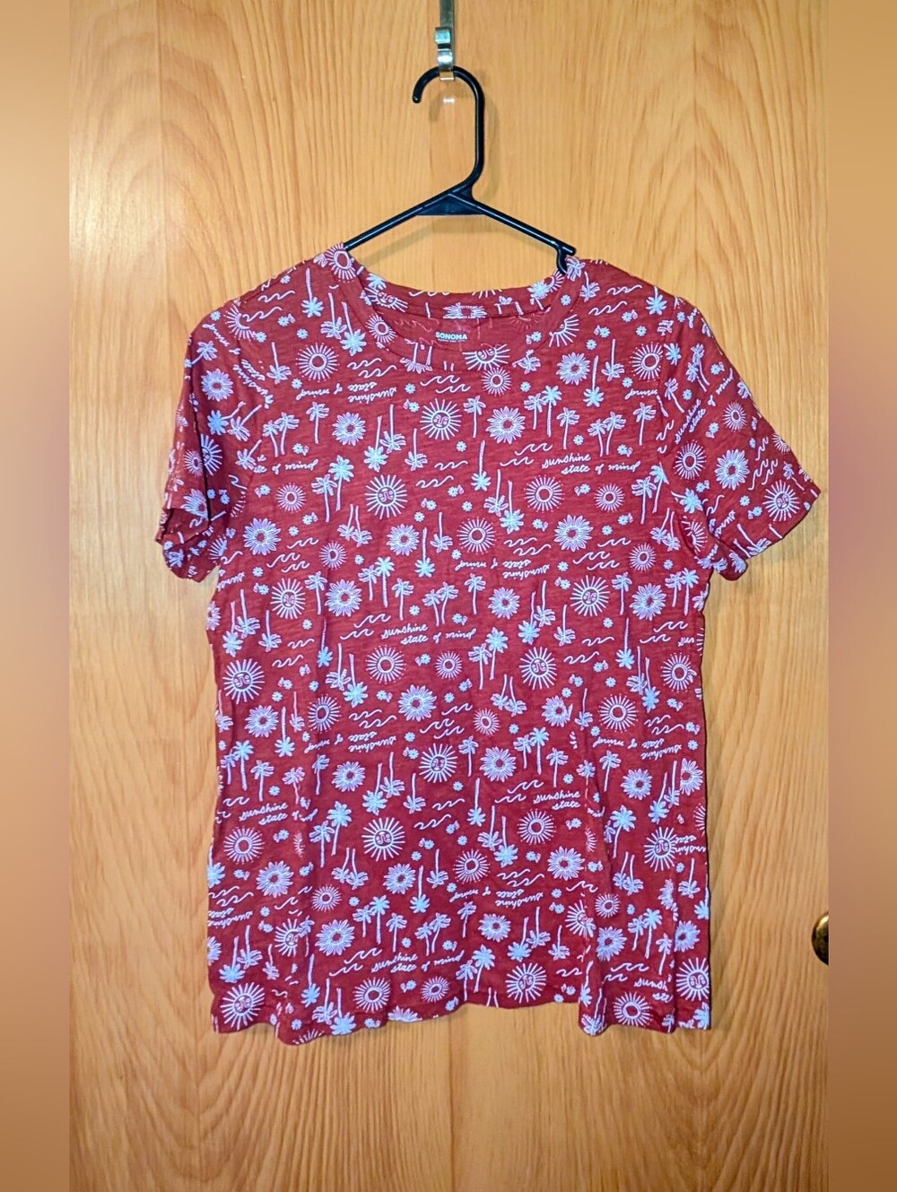 Sonoma Red Short Sleeve Floral & Palm Print Tee